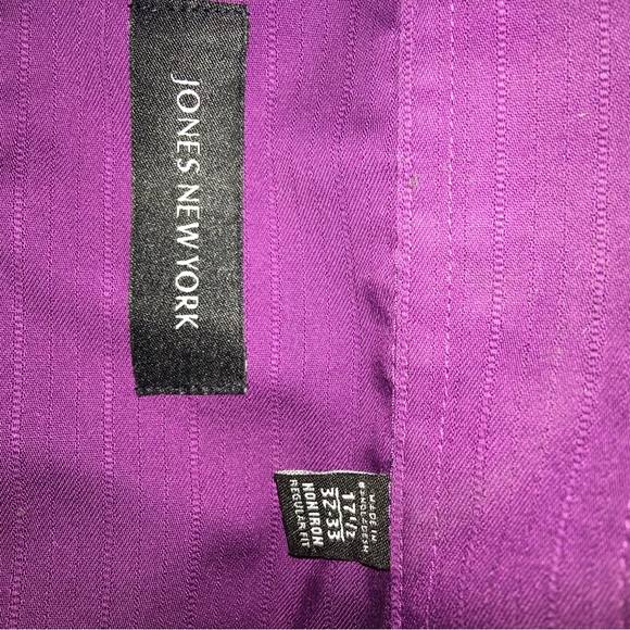 Jones New York button up Purple Shirt 100% cotton Size 17 1/2 32 - Picture 6 of 7